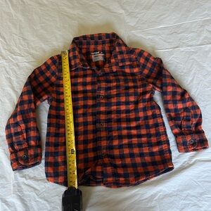 Cat & Jack Plaid Button-Up Shirt in Orange and Navy and Gray